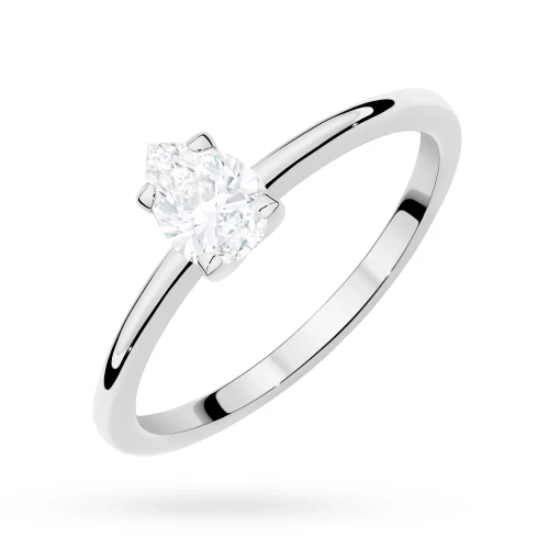 Klasyczny pierścionek z białego złota z diamentem laboratoryjnym 0,50ct w szlifie łezka P0304.B3.LDW.03 marko