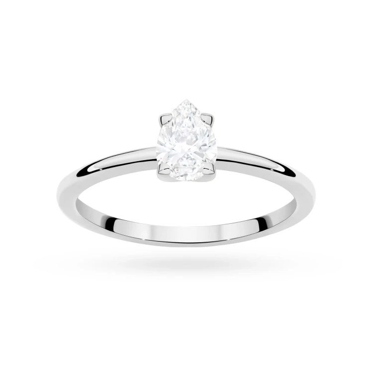 Klasyczny pierścionek z białego złota z diamentem 0,50ct w szlifie łezka P0304.B3.DIW.03 marko