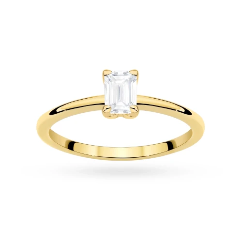 Klasyczny pierścionek z żółtego złota z diamentem 0,50ct w szlifie emerald P0303.Z3.DIW.03 marko