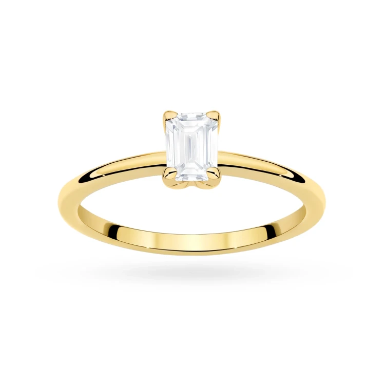 Klasyczny pierścionek z żółtego złota z diamentem 0,50ct w szlifie emerald P0303.Z3.DIW.03 marko