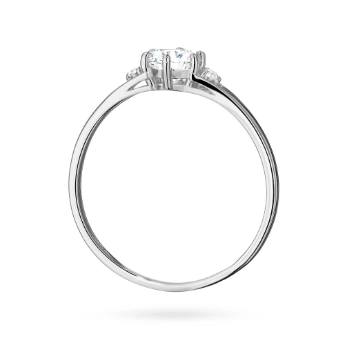 Zaręczynowy pierścionek z białego złota  z trzema diamentami laboratoryjnymi Lab Diamonds