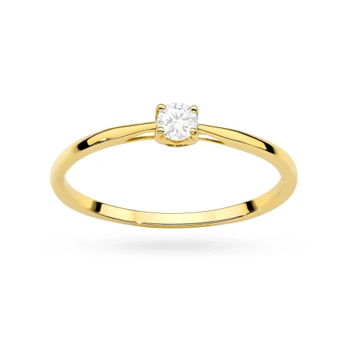 Złoty pierścionek z pojedynczym diamentem laboratoryjnym 0,10ct serce w koronie Lab Diamonds P0169.Z3.LDW.01 marko