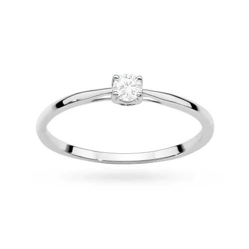 Złoty pierścionek białe złoto z pojedynczym diamentem laboratoryjnym 0,10ct serce w koronie Lab Diamonds P0169.B3.LDW.01 marko