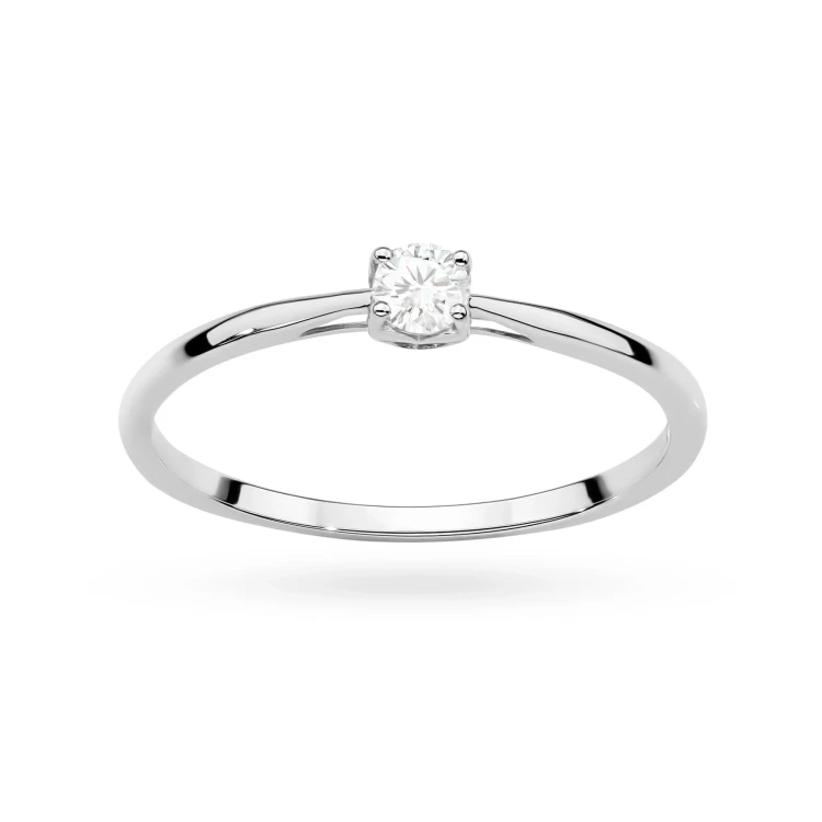 Złoty pierścionek białe złoto z pojedynczym diamentem laboratoryjnym 0,10ct serce w koronie Lab Diamonds P0169.B3.LDW.01 marko