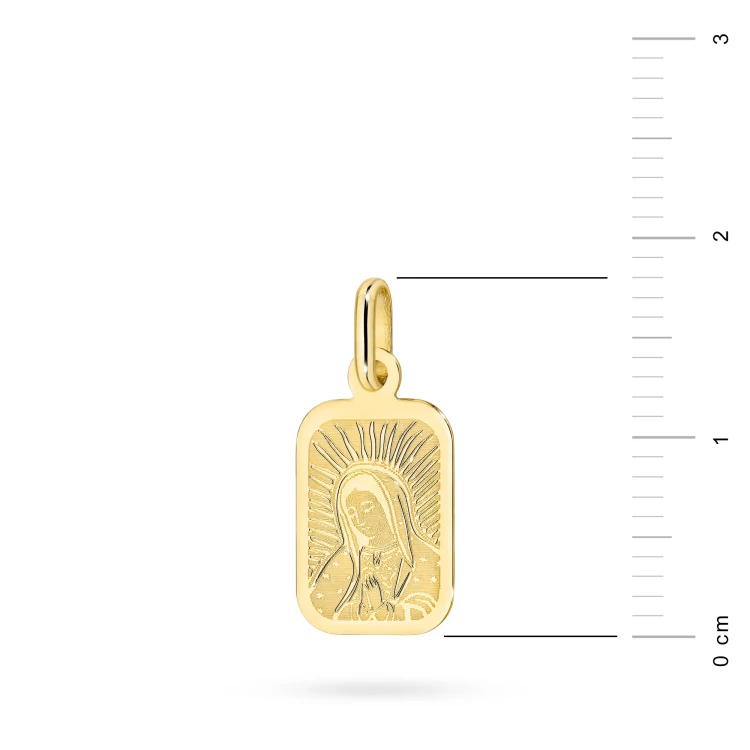 Złoty medalik prostokątny z wizerunkiem Matki Boskiej D430-585 marko