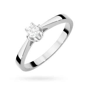 Zaręczynowy pierścionek białe złoto brylant 0,12ct Klasyka