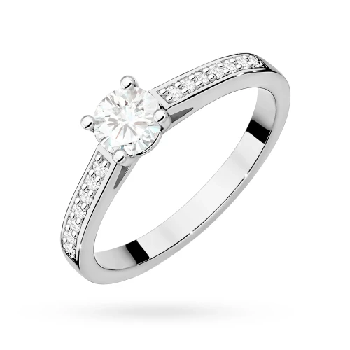 Pierścionek zaręczynowy białe złoto brylanty 0,62ct Galaktyki