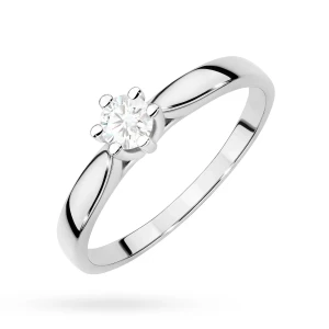 Zaręczynowy pierścionek białe złoto brylant 0,08ct Klasyka
