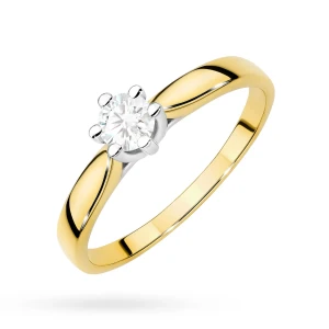 Złoty pierścionek zaręczynowy brylant 0,25ct Klasyka