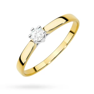 Klasyczny pierścionek zaręczynowy         z diamentem laboratoryjnym 0,15ct złoto Lab Diamonds
