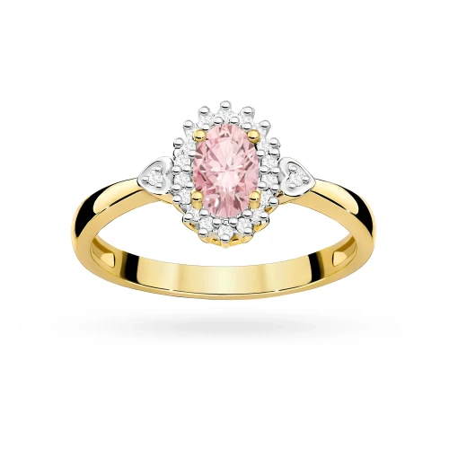 Złoty pierścionek zaręczynowy z owalnym różowym diamentem Lab Diamonds kwiatek markiza serca W0312.Z3.LDP.01 marko
