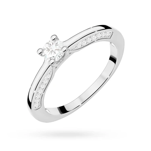 Pierścionek zaręczynowy z białego złota   Lab Diamonds kamień centralny 0,30ct