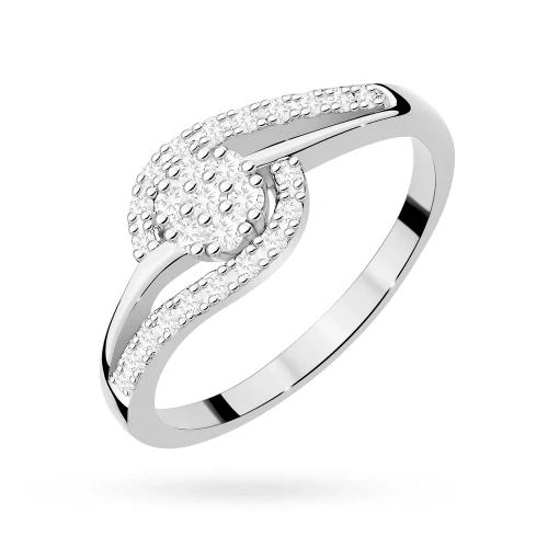 Pierścionek zaręczynowy białe złoto z brylantami 0,17ct Galaktyki