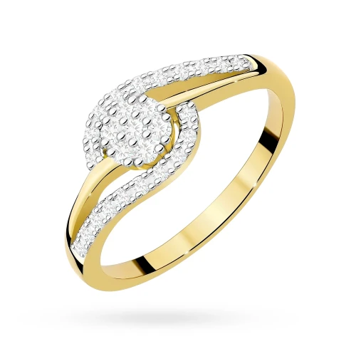 Złoty pierścionek zaręczynowy z brylantami 0,17ct Galaktyki
