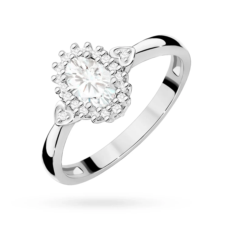 Pierścionek zaręczynowy z białego złota z owalnym diamentem Lab Diamonds i brylantami kwiatek markiza serca W0312.B3.LDW.01 marko