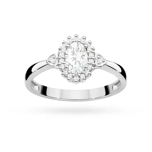 Pierścionek zaręczynowy z białego złota z owalnym diamentem Lab Diamonds i brylantami kwiatek markiza serca W0312.B3.LDW.01 marko