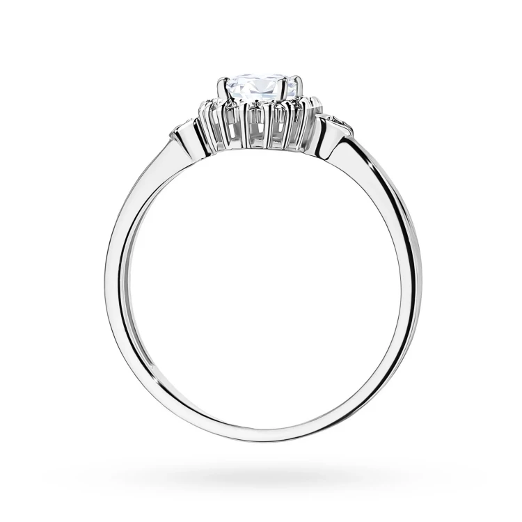 Pierścionek zaręczynowy z białego złota z owalnym diamentem Lab Diamonds i brylantami kwiatek markiza serca W0312.B3.LDW.01 marko