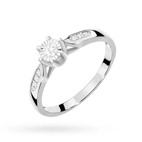 Wielokamieniowy pierścionek diament  Laboratoryjny białe złoto 0,08ct Lab Diamonds