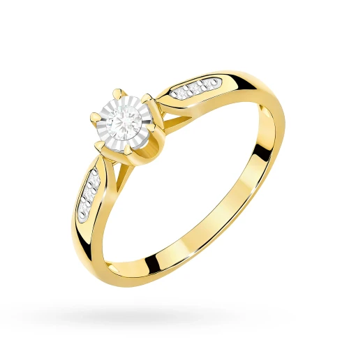 Wielokamieniowy pierścionek diament  Laboratoryjny żółte złoto 0,08ct Lab Diamonds