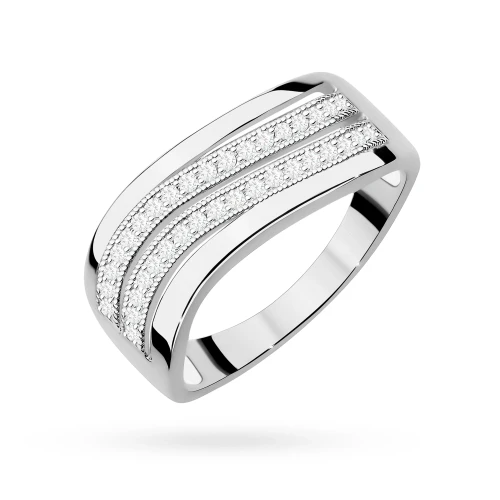 Pierścionek z białego złota 585 z brylantami 0,18ct Obietnice