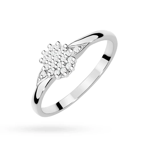 Pierścionek z białego złota 585 z brylantami 0,11ct Galaktyki