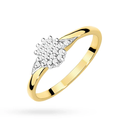 Złoty pierścionek 585 z brylantami 0,11ct Galaktyki