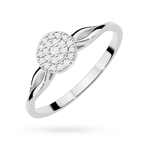 Pierścionek z białego złota 585 z brylantami 0,12ct Galaktyki