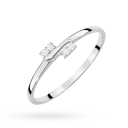 Delikatny pierścionek z białego złota brylantami 0.03ct Obietnice