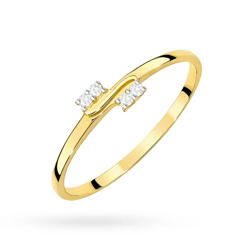 Złoty delikatny pierścionek z brylantami 0.03ct Obietnice