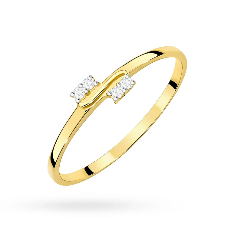 Złoty delikatny pierścionek z brylantami 0.03ct Obietnice W505-585-B0.03 marko