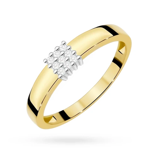 Złoty pierścionek 585 z brylantami 0,08ct Soledo