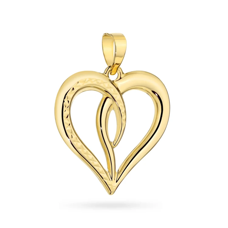 Złota diamentowana zawieszka splecione serce Jeso Z-GW-430-585 marko