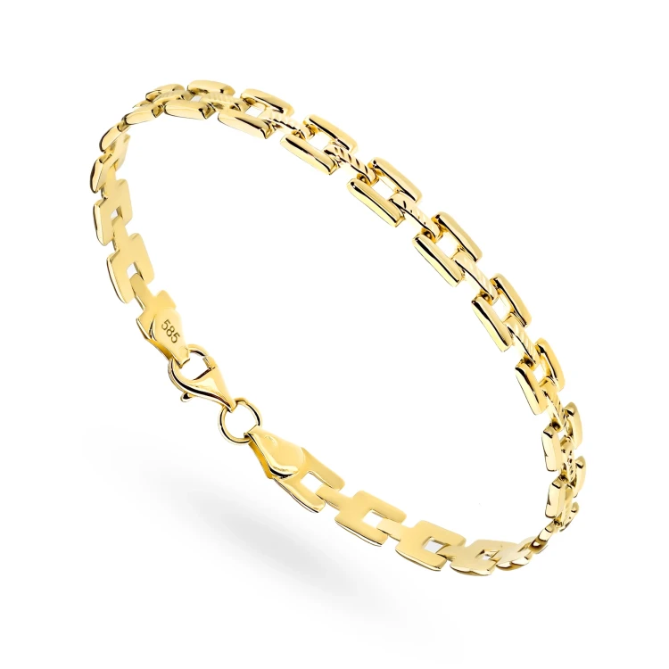 Złota bransoletka z diamentowaniem kwadratowe segmenty B-GW-595-585 marko