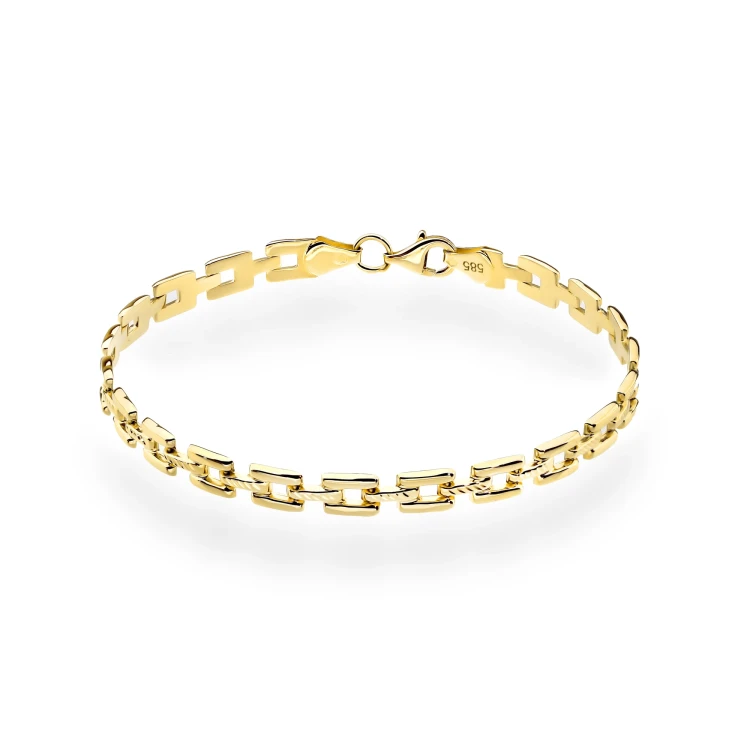 Złota bransoletka z diamentowaniem kwadratowe segmenty B-GW-595-585 marko