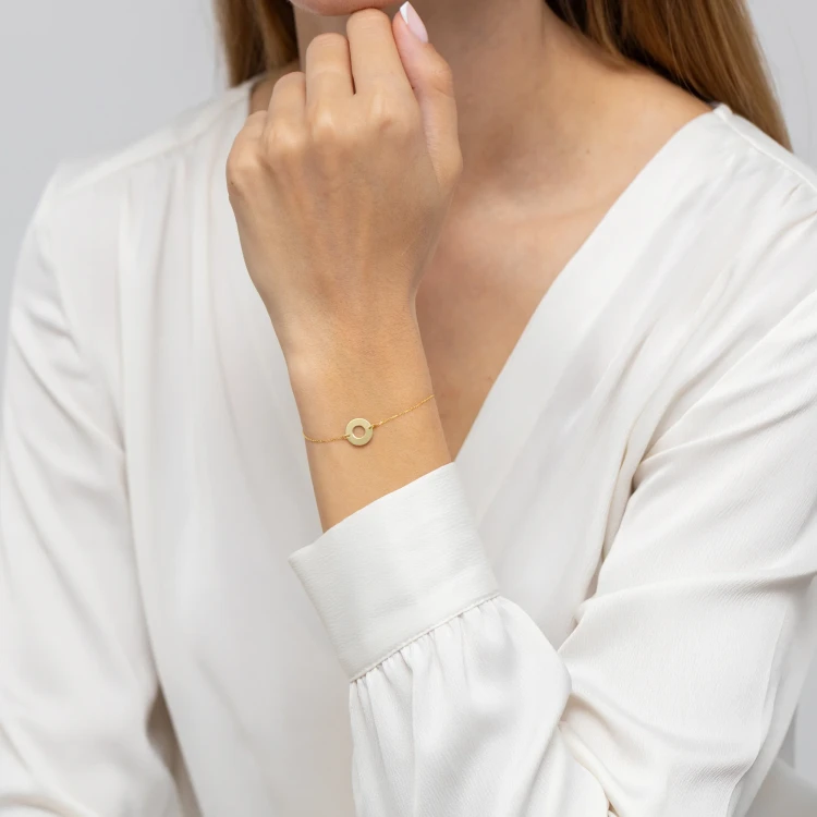 Złota bransoletka celebrytka ring JESO regulowana długość B003-333 marko