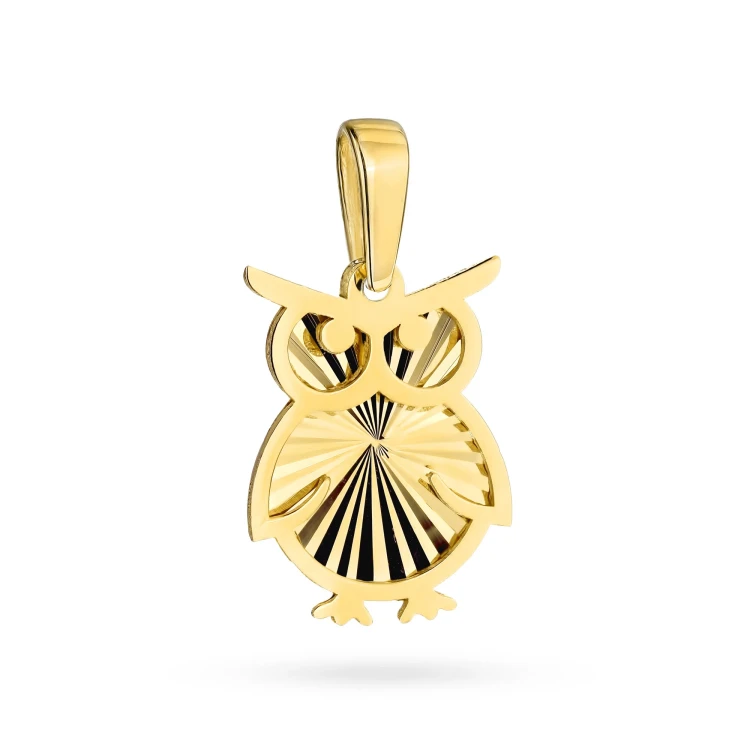 Zawieszka złota sowa diamentowana blaszka Z459-585 marko