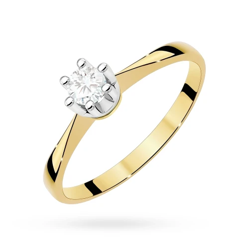 Klasyczny pierścionek zaręczynowy Lab  Diamonds 0,25ct żółte złoto