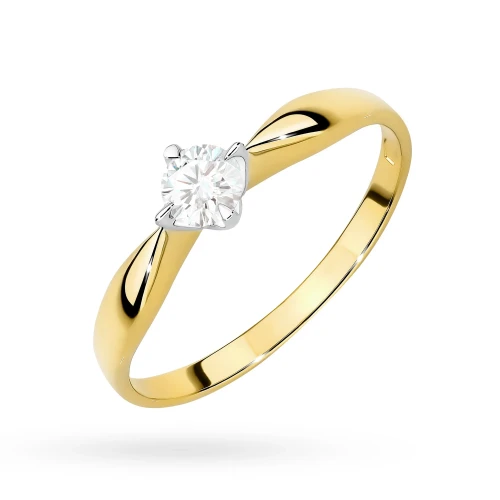 Pierścionek z żółtego złota z brylantem 0,12ct Od serca W171 próba 585 MARKO