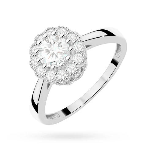 Pierścionek białe złoto z okrągłym diamentem laboratoryjnym Lab Diamonds i brylantami kwiat W0284.B3.LDW.01 marko