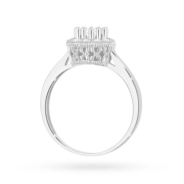 Pierścionek białe złoto z okrągłym diamentem laboratoryjnym Lab Diamonds i brylantami kwiat W0284.B3.LDW.01 marko
