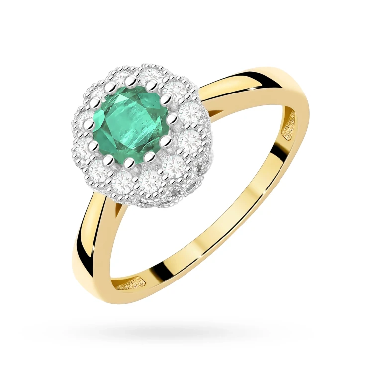Złoty pierścionek zaręczynowy ze szmaragdem 0,50ct i brylantami Dynastia  W0284.Z3.EMG.01 marko
