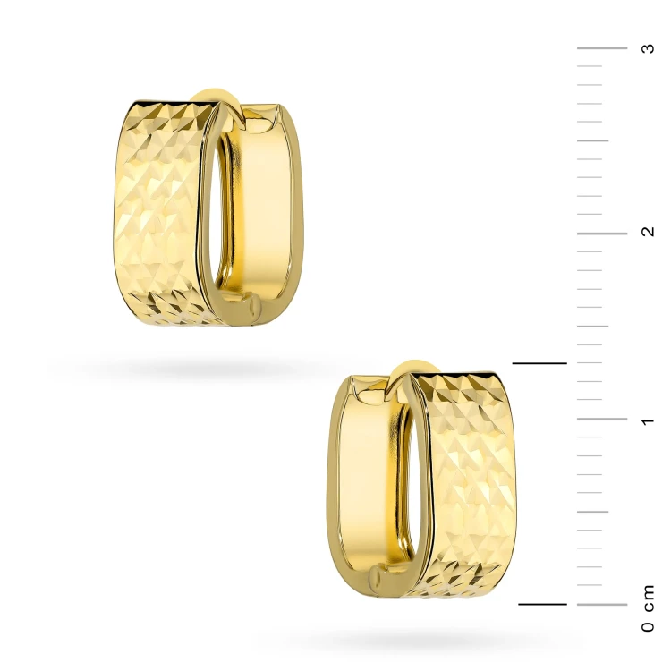 Złote kolczyki prostokątne zdobione diamentowaniem Jeso K-GW-1151-585 marko