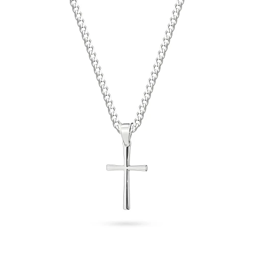 Srebrny prosty krzyżyk na łańcuszku pancerka D375-925-S-L049 marko
