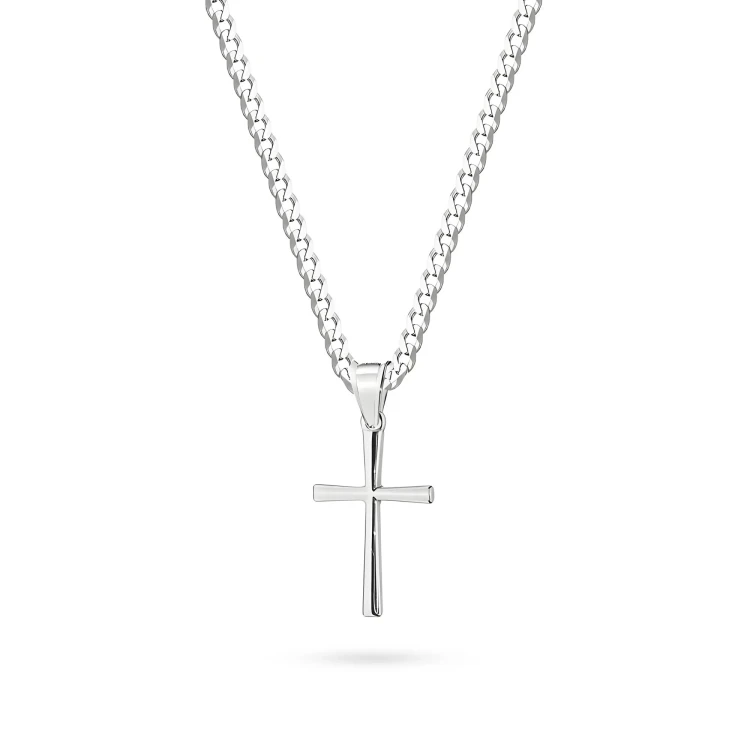 Srebrny prosty krzyżyk na łańcuszku pancerka D375-925-S-L049 marko