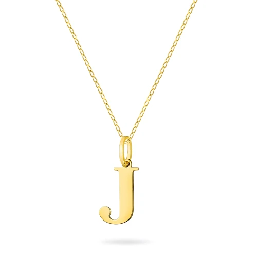 Złoty naszyjnik literka J na łańcuszku pancerka 45cm Imiona Z600-585-J-L206-45 marko
