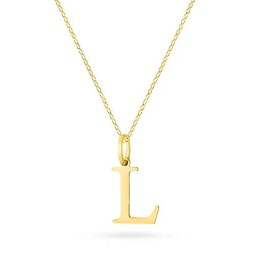 Złoty naszyjnik literka L na łańcuszku pancerka 45cm Imiona Z600-585-L-L206-45 marko