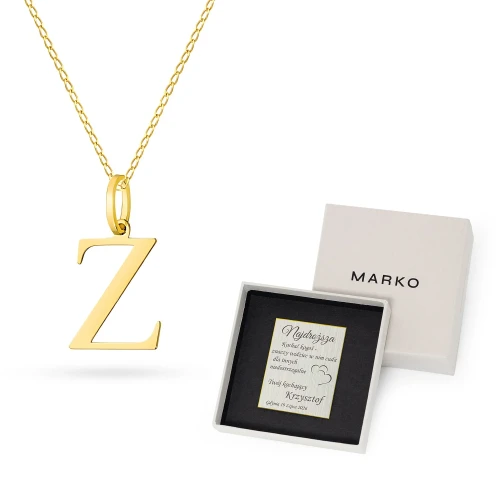 Złoty naszyjnik literka Z na łańcuszku pancerka 45cm Imiona   Z600-585-Z-L206-45 marko