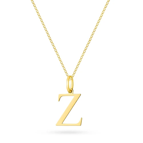 Złoty naszyjnik literka Z na łańcuszku pancerka 45cm Imiona   Z600-585-Z-L206-45 marko