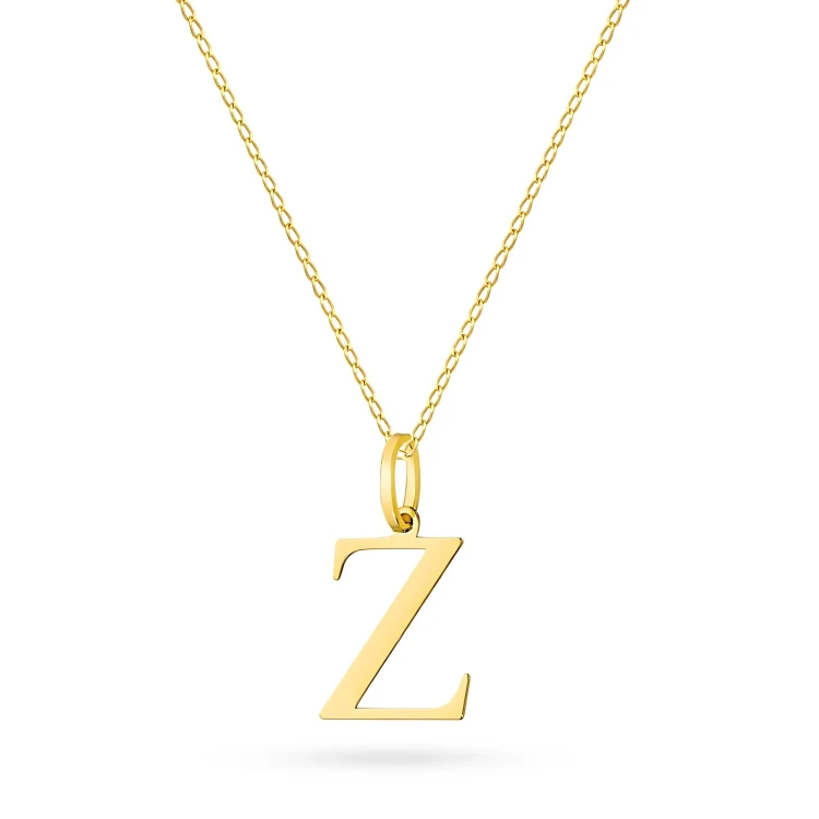 Złoty naszyjnik literka Z na łańcuszku pancerka 45cm Imiona   Z600-585-Z-L206-45 marko
