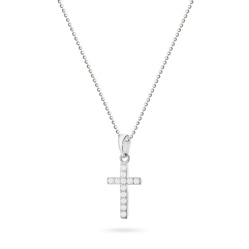 Srebrny komplet zawieszka krzyżyk z cyrkoniami D070-925-BS-L083 marko